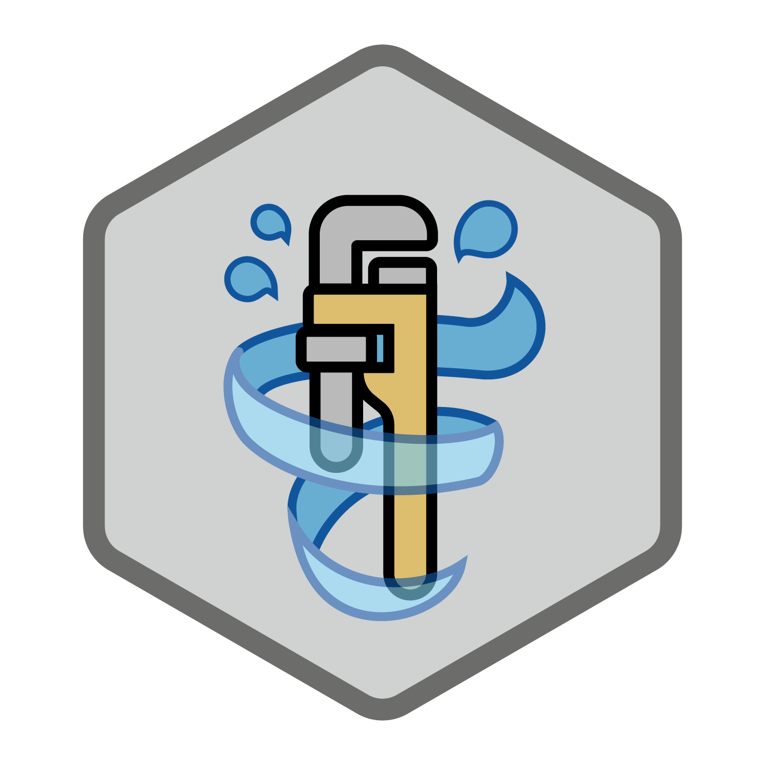 EZ FLOW wrench wrapped in flowing water
